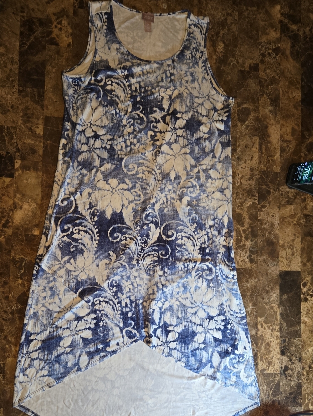 Chico's Sleeveless Blue White Dress Chicos Size 2 Trad Size L/12